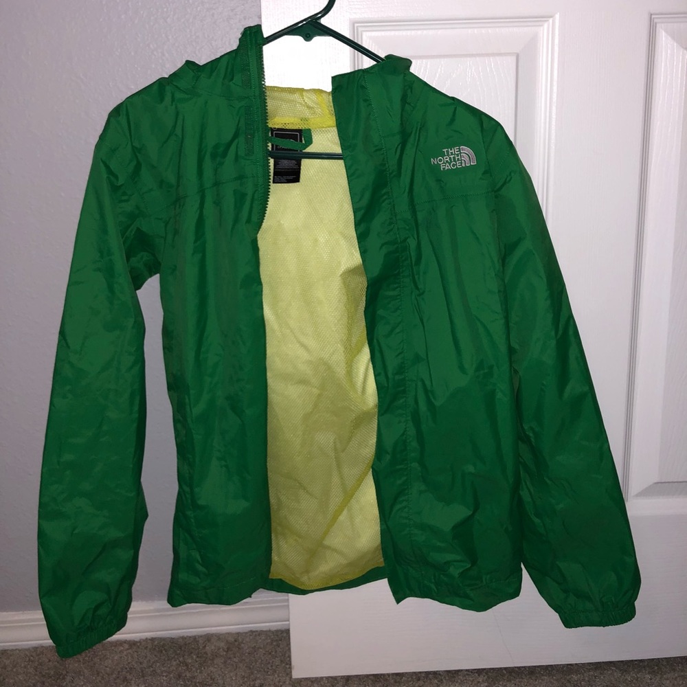 Green rain jacket
